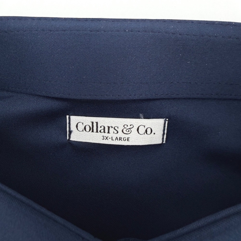 Collars & Co. Dress Collar Polo Mens 3XL Navy Blue Short Sleeve Performance NEW - Picture 6 of 11